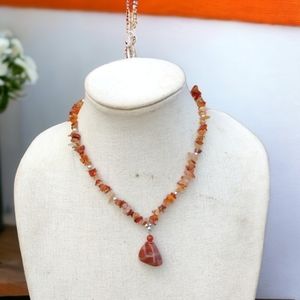 Vintage carnelian stone healing necklace